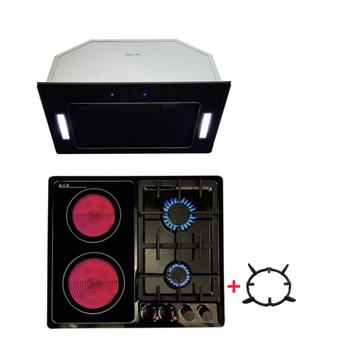 Комбинированная HI - Light - газовая варочная поверхность Luxor SH 68 BK + Вытяжка Sweet Air Prestige F 60 B Glass 1450 LED, черный