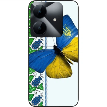 Силиконовый чехол SMTT для Realme Note 60 4G / Note 60x 4G с картинкой Патриотическая бабочка