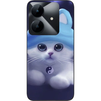 Бампер силиконовый чехол SMTT для Realme Note 60 4G / Note 60x 4G с картинкой Котик