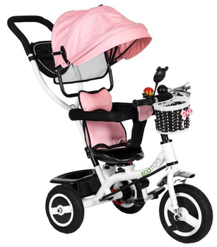 Триколісний велосипед EcoToys з поворотним сидінням і дашком JM-066-9L Рожевий (5903769974115)