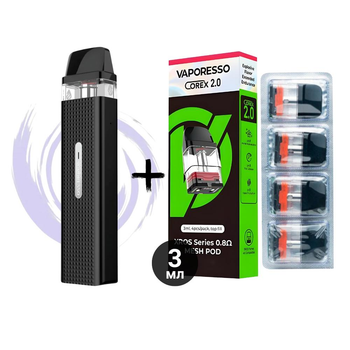 Многоразовая электронная сигарета POD система Vaporesso XROS Mini Kit Black + 4 дополнительных картриджа 3мл