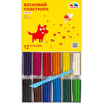 Пластилін восковий "Малята" 12 кольорів, 144 г "Гамма" 100305 4820219216001