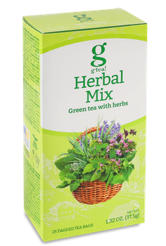 Зеленый чай c мятой, мелиссой и лемонграссом g'tea Herbal Mix с натуральными травами 25 пакетиков
