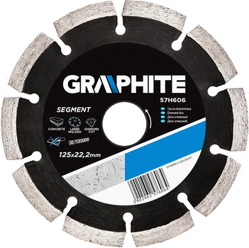 Tarcza diamentowa Graphite segmentowa 125 x 22.2 mm 57H606 (5902062576064)