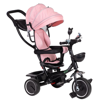 Триколісний велосипед EcoToys з поворотним сидінням і дашком JM-066-9 Рожевий (5903769974146)