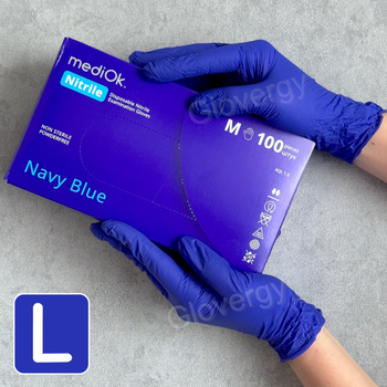Рукавички нітрилові MediOk Navy Blue розмір L 100 шт