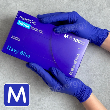 Рукавички нітрилові MediOk Navy Blue розмір M 100 шт