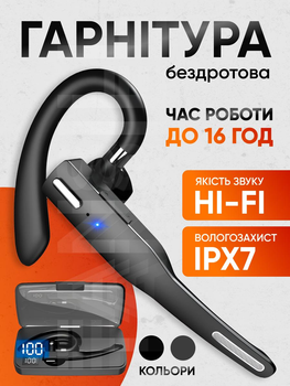 Гарнитура беспроводная Bluetooth наушник с микрофоном для водителя с шумоподавлением