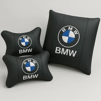 Комплект подушек в авто для поясницы и подголовника с логотипом BMW