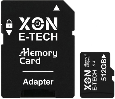 Карта памяти XON microSDXC 512GB Class 50 (A1) UHS-I/U3 + SD adapter (MCXC5512BA 3541) Черная