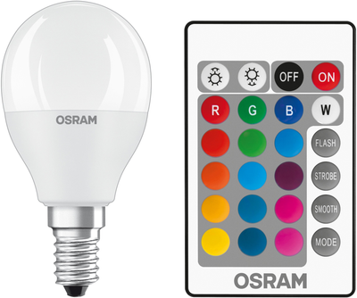 Світлодіодна лампа Osram LED STAR + P40 DIM 4.5 W (470 Lm) 2700 K + RGB E14 пульт ДК (4058075430877)