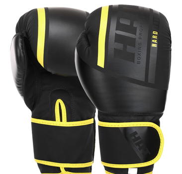 Перчатки боксерские для тренировок и спаррингов Hard Touch 4250 размер 14 унций Black-Yellow