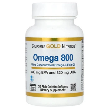 Жирные кислоты California Gold Nutrition Omega 800 80% EPA/DHA 1000мг 30 капсул