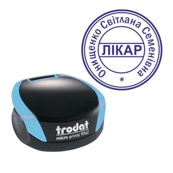 Печать Врача на карманной оснастке TRODAT Micro Printy 9342 диаметром 30 мм Бирюзовый (Л1/9342/BZ)