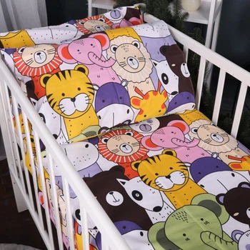 Простынь на резинке MirSon Бязь Kids Time 17-0674 Rainbow Zoo 80х160x10 см (2200010185942)