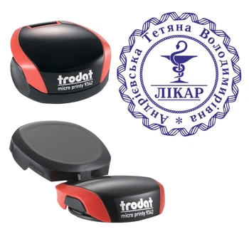 Печать Врача на карманной оснастке TRODAT Micro Printy 9342 диаметром 30 мм Красный (Л13/9342/R)