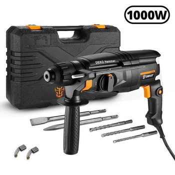 Перфоратор, ударная дрель с аксессуарами в кейсе DEKO 1000W S5002-DKRH26H2