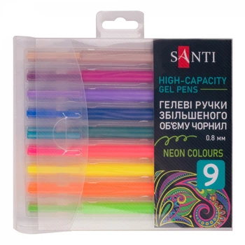 Набір гелевих ручок SANTI Neon 9 шт збільшений об'єм чорнила (420472)