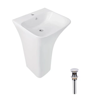 Комплект Qtap Crow: Раковина напольная моноблок 445x420x840 мм White + Донный клапан PU02O