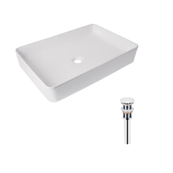 Раковина накладная 600x400x110 мм Qtap Tern WHITE + Донный клапан PU02