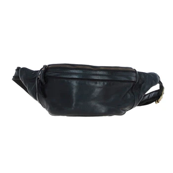Кожаная сумка на пояс (бананка) Ashwood D102 (Black)