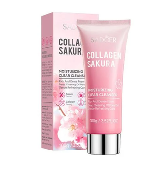 Пінка для вмивання обличчя Sadoer Collagen Sakura Moisturizing Clear Cleanser з екстрактом сакури, 100 г