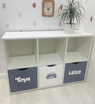 Стелаж для дитячої кімнати з 6 осередками та 3 ящиками Toys Mini 90x66x30 см (СДSATM6)