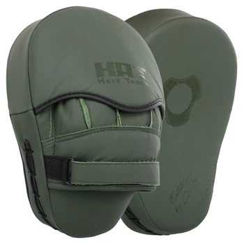 Боксерские лапы изогнутые кожаные Hard Touch 4231 комплектация 2шт Dark Green
