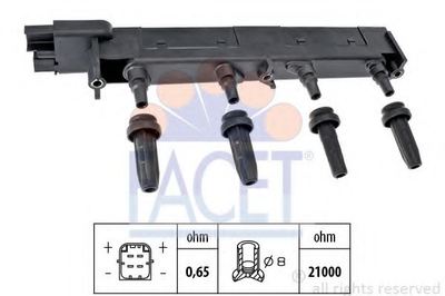 Котушка запалення Citroen C5/Jumpy/ Peugeot 206/307/407 1.8/2.0 99- (9.6308) Facet Facet (96308)
