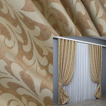 Комплект готових штор VR-Textil Льон Вензель № 543ш Бежевий 100х270 см 2 шт (31-767)