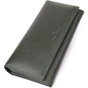Горизонтальный кошелек у два сложения из натуральной кожи ST Leather bg230fash67 Зеленый