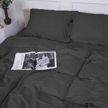 Комплект постельного белья MirSon Satin&nbsp;Stripe 30-0012&nbsp;Dark&nbsp;Gray 143х210 Полуторный (2200005251959)