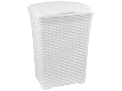 Корзина для белья с крышкой 49л Ротанг Консенсус MCS-BK100-2 Белая