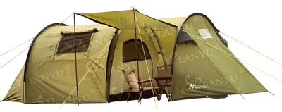 Палатка туристическая 4-х местная LANYU LY-1909-3 с кемпинговым навесом 470x220x160 см