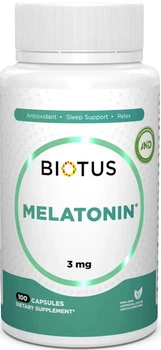 Мелатонін для покращення сну Biotus Melatonin 3 мг 100 капсул в упаковці (ARE-574471)