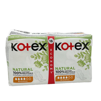 Критичні прокладки Kotex Натурал 16шт Нормал (хлопок)
