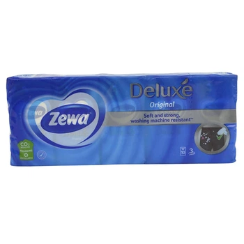 Носовые платки Zewa 10×10 3-слойные без запаха / Делюкс, 10 шт
