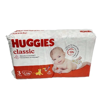 Підгузники дитячі Huggies Класік №3 58шт 4-9кг