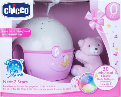 Нічник проектор зірочок Chicco First Dreams Next2Stars Рожевий (8058664062348)