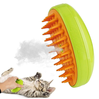 Парова масажна щітка Pet Brush для вичісування шерсті собак і кішок, колір зелений