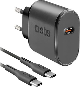 Мережевий зарядний пристрій SBS Mobile 15W USB-C + кабель USB-C Black (TEKITTRTC15W)
