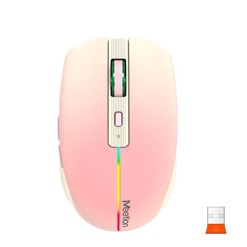 Мышь компьютерная игровая MEETION BTM002 беспроводная 2.4G+Bluetooth RGB-подсветка Розовый