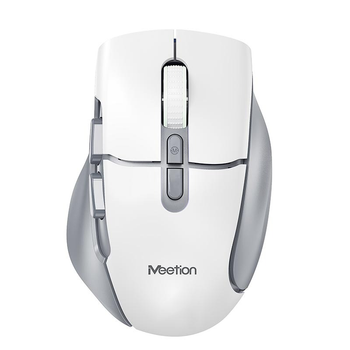 Мышь компьютерная MEETION BTM001 беспроводная 2.4G+Bluetooth RGB-подсветка Белый с серым