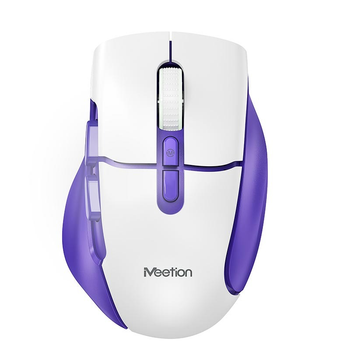 Мышь компьютерная MEETION BTM001 беспроводная 2.4G+Bluetooth RGB-подсветка Белый с фиолетовым