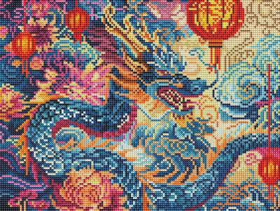Алмазная мозаика Brushme Цветущий дракон 30 x 40 см RDBS7028