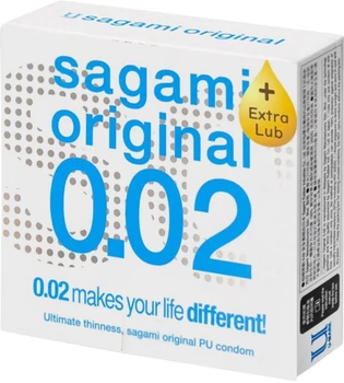Презервативи Sagami Original 0.02 Extra Lubricated Поліуретановий 1 шт (4974234811120)