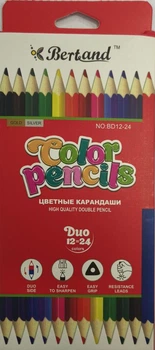 Карандаши цветные 12/24 цвета, двусторонние, треугольные ВD12-24 COLOR PENSILS BERTAND 080034