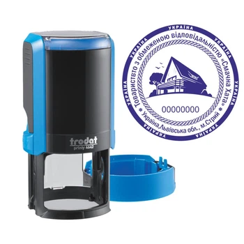 Печать ТОВ на автоматической оснастке Trodat Printy 4642 с колпачком Синий (ТОВ20/4642/B)