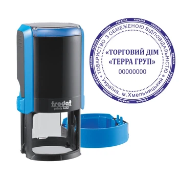 Печать ТОВ на автоматической оснастке Trodat Printy 4642 с колпачком Синий (ТОВ24/4642/B)