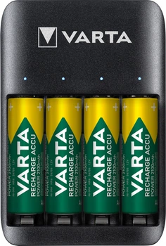Универсальное зарядное устройство Varta USB QUATRO CHARGER (57652) в комплекте с 4x 2100mAh аккумуляторами, AA/AAA, microUSB, LED, 4 канала, Blister